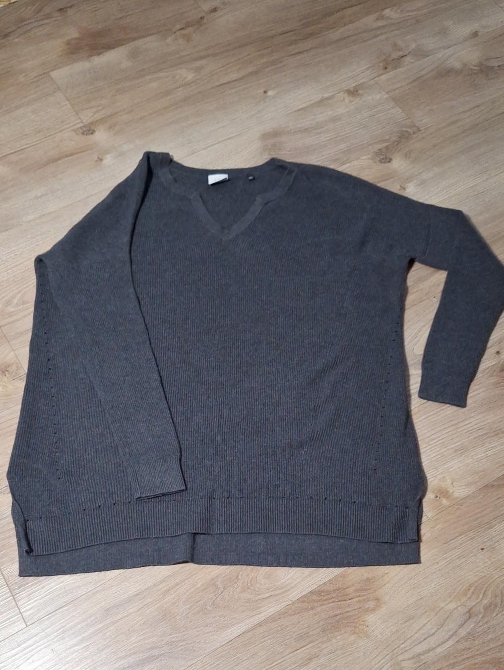 CAbi V-Neck Sweater in Charcoal Gray